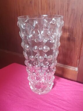 VTG Sklo Union Czech Art Glass Bobble Vase 10x5.5" Large Flared Pavel Panek